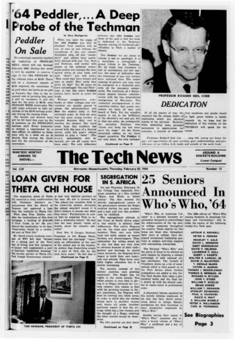 Tech News Volume 54, Issue 15, February 20, 1964 thumbnail