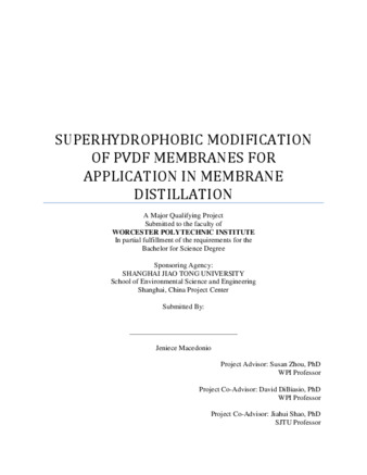 Student Work Superhydrophobic Modification Of Pvdf Membranes For Applications In Membrane Distillation Id 0z708z00t Digital Wpi