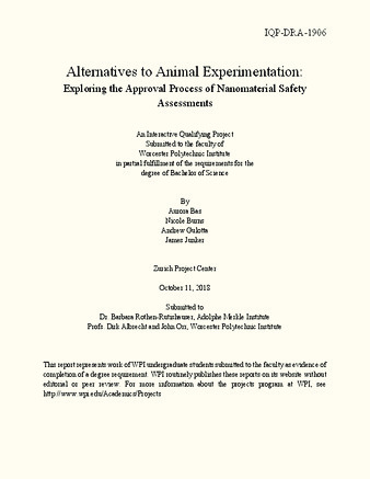 Alternatives to Animal Experimentation: Exploring the Approval Process of Nanomaterial Safety Assessments la vignette