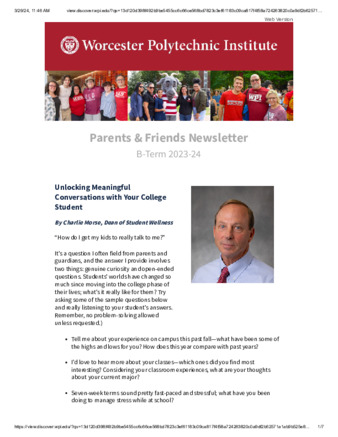 Parents and Friends Newsletter, B-term 2023-24 thumbnail
