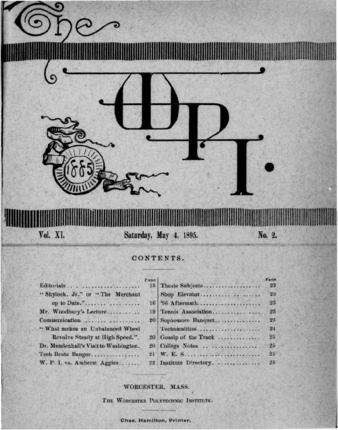The WPI Volume 11, Issue 2, May 4, 1895 thumbnail