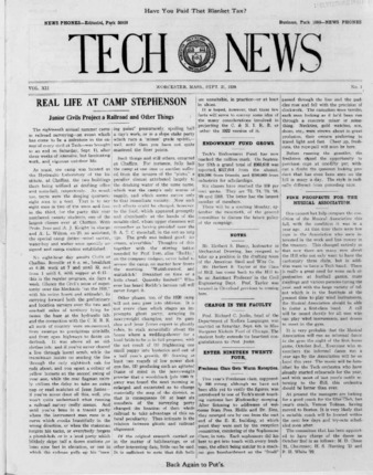 Tech News Volume 12, Issue 01, September 21, 1920 Miniaturansicht