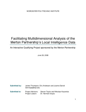 Facilitating Multidimensional Analysis of the Merton Partnership's Local Intelligence Data thumbnail