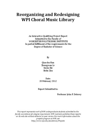 Reorganizing and Redesigning WPI Choral Music Library thumbnail