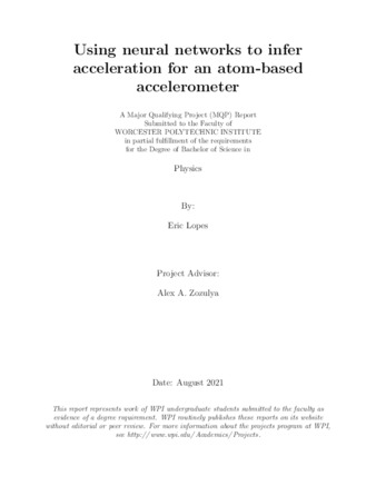 Using neural networks to infer acceleration for an atom-based accelerometer thumbnail