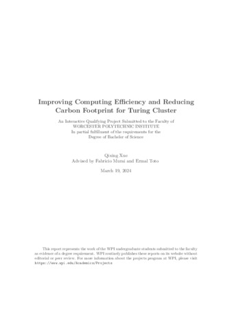 Improving Computing Efficiency and Reducing Carbon Footprint for Turing Cluster thumbnail