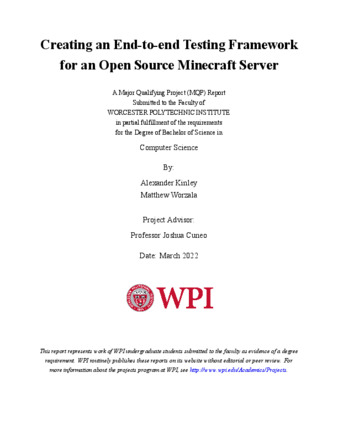Creating an End-to-end Testing Framework for an Open Source Minecraft Server thumbnail