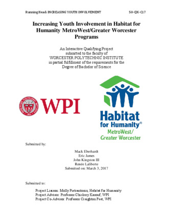 Increasing Youth Involvement in Habitat for Humanity MetroWest/Greater Worcester Programs thumbnail