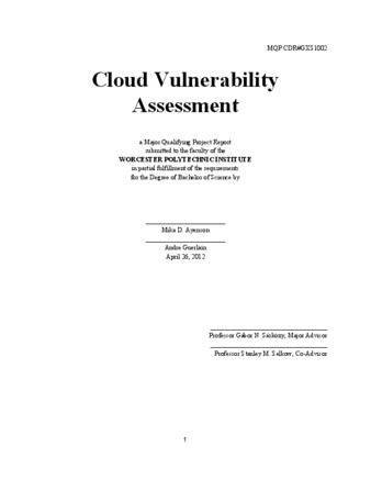 Vulnerability Assessment in the Cloud thumbnail